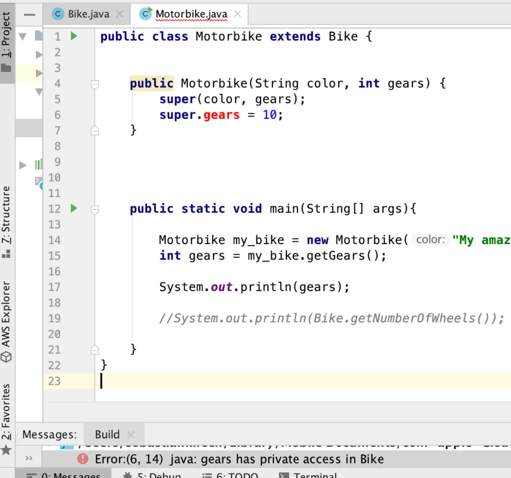 java inheritance example private field